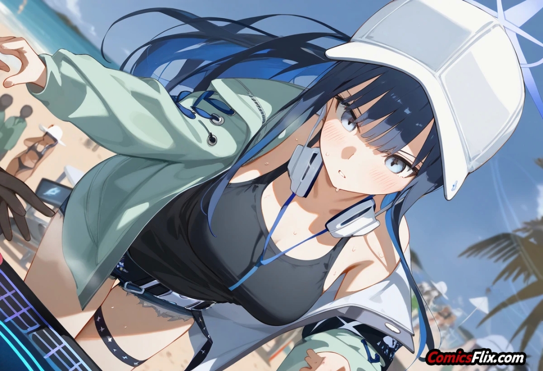 Hentai Porno de Saori Joumae Swimsuit Beach Blowjob | Blue Archive (#1)