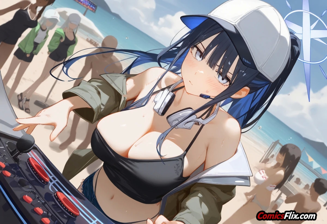 Comic Porno Saori Joumae Swimsuit Beach Blowjob | Blue Archive (#2)