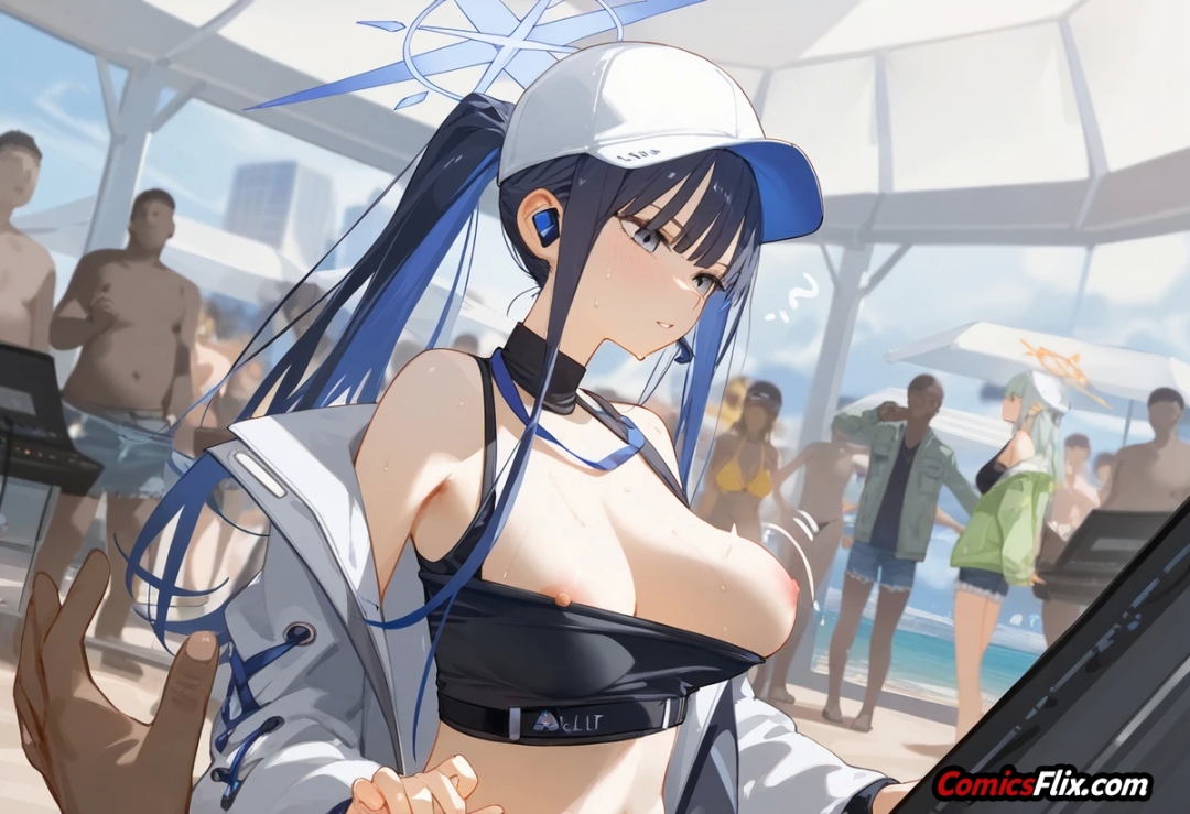 Comic Porno Saori Joumae Swimsuit Beach Blowjob | Blue Archive (#3)