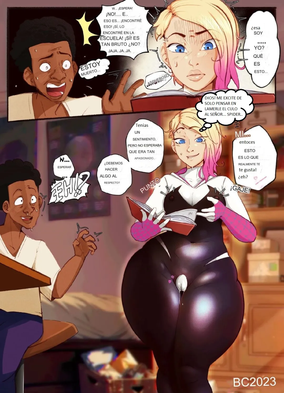Comic Porno [BitterCream] Gwen Stacy Spanish (Spiderman) (#2)